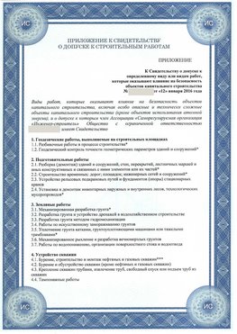 Приложение к свидетельству о допуске к строительным работам Переславль-Залесский СРО в строительстве